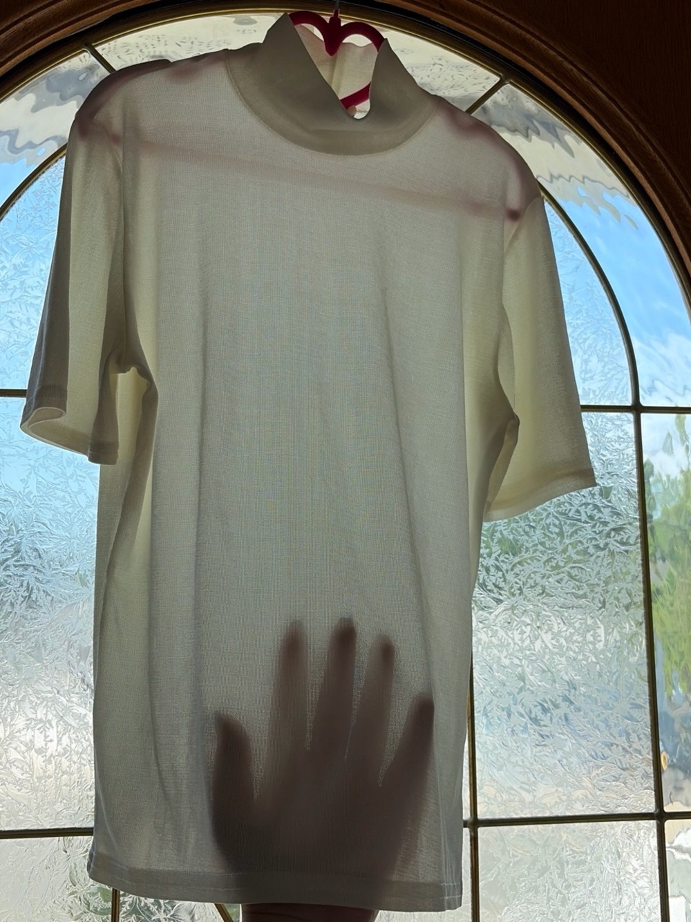 Classic Vintage Mesh Cream Mock Neck Tee